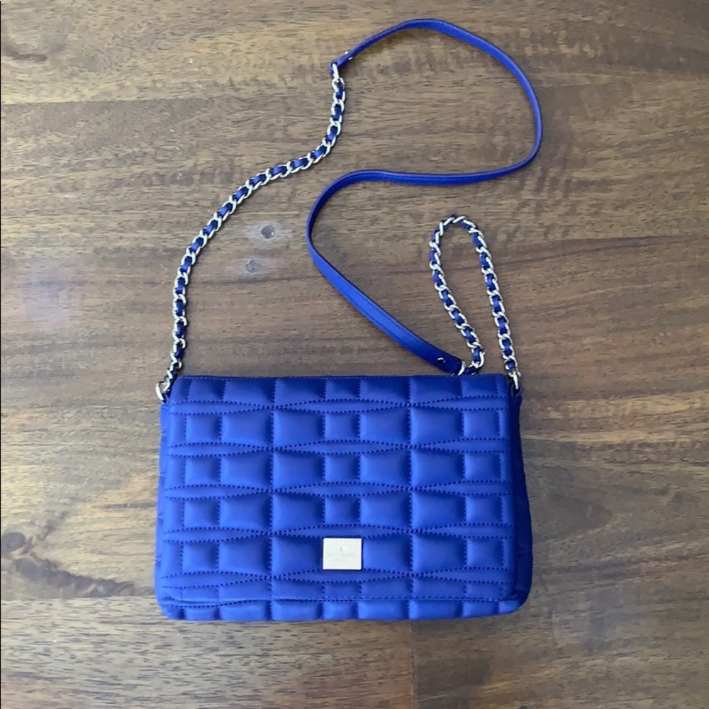 Kate spade blue quilted crossbody bag